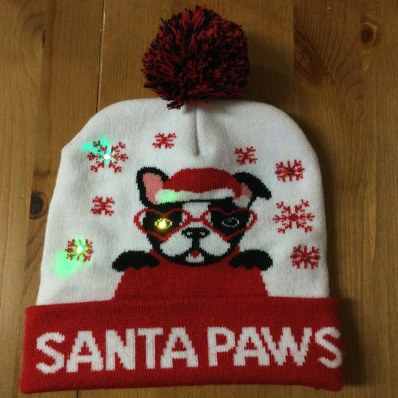 Santa Paws Lighted Twinkle Lights Bull Dog O/S Christmas - Picture 2 of 6